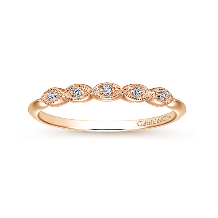 14K Rose Gold Diamond Matching Wedding Band - 0.04 ct - Shot 5