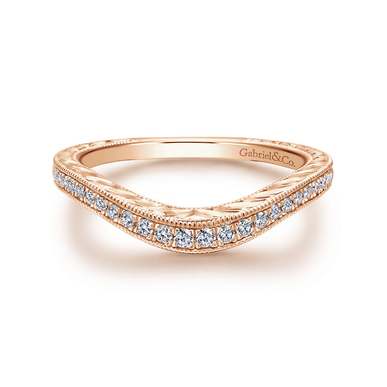 14K Rose Gold Diamond Matching Wedding Band - 0.13 ct - Shot 1