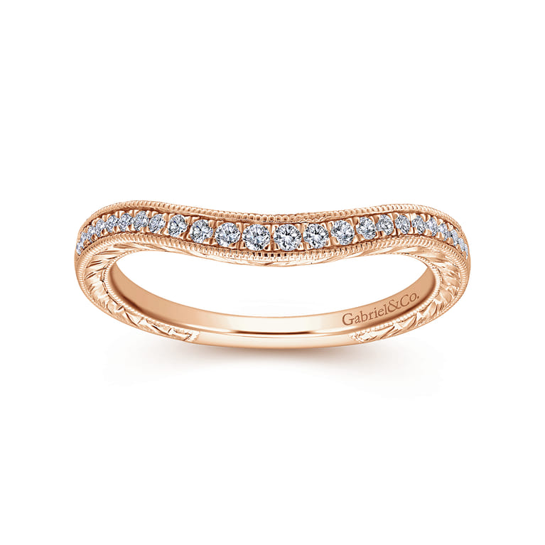 14K Rose Gold Diamond Matching Wedding Band - 0.13 ct - Shot 5