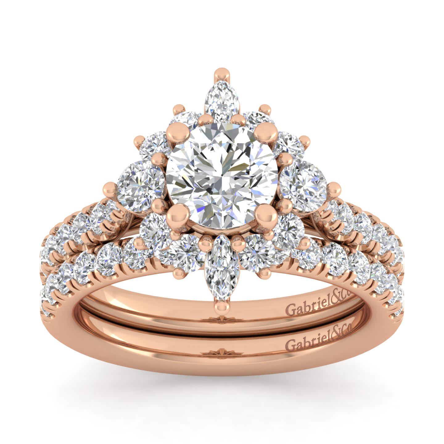 14K Rose Gold Diamond Matching Wedding Band - 0.38 ct - Shot 4