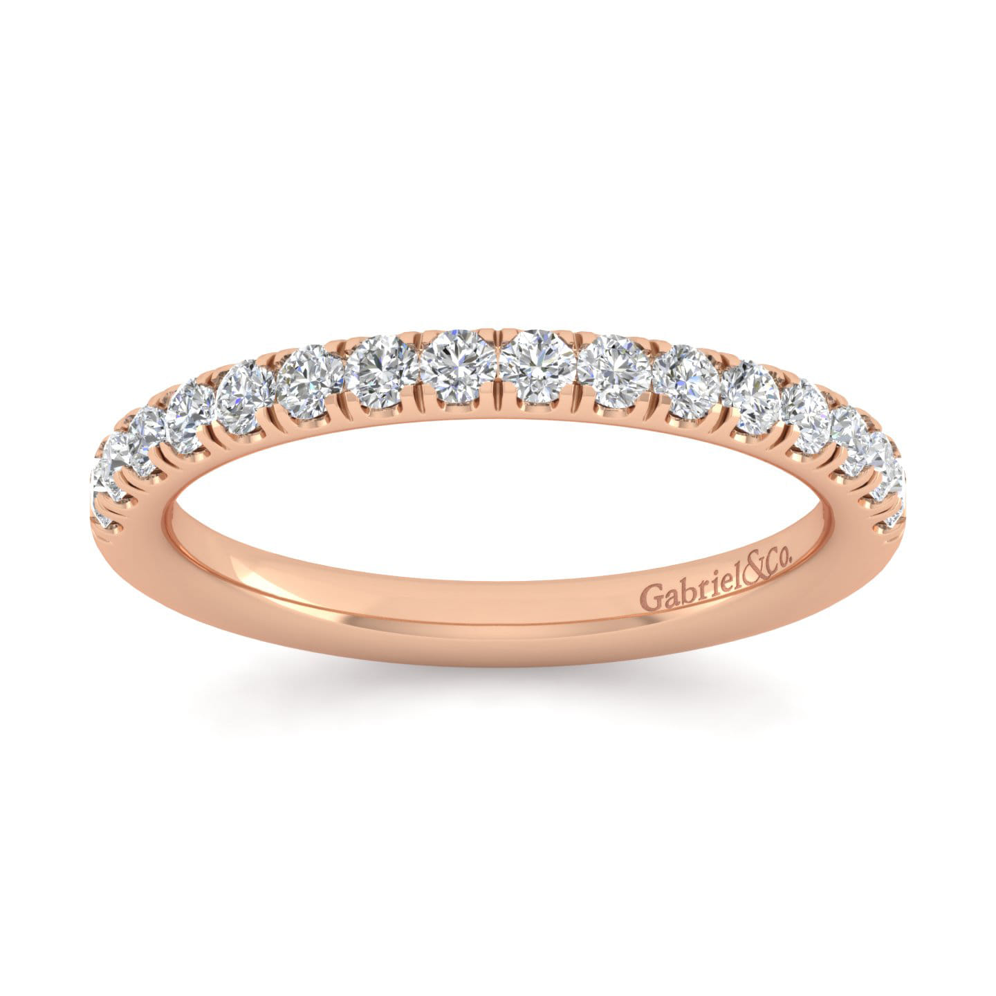 14K Rose Gold Diamond Matching Wedding Band - 0.38 ct - Shot 5