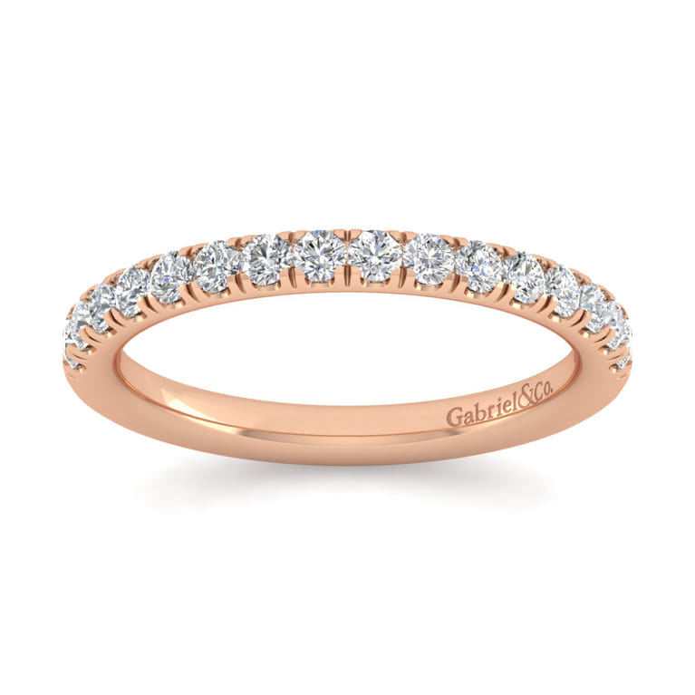 14K Rose Gold Diamond Matching Wedding Band - 0.38 ct - Shot 5