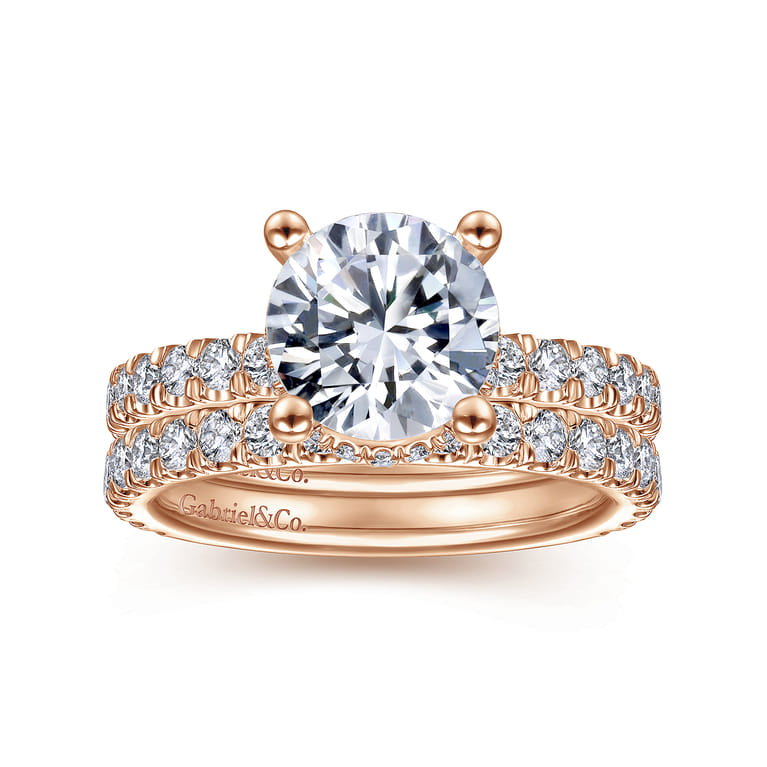 14K Rose Gold Diamond Matching Wedding Band - 0.6 ct - Shot 4