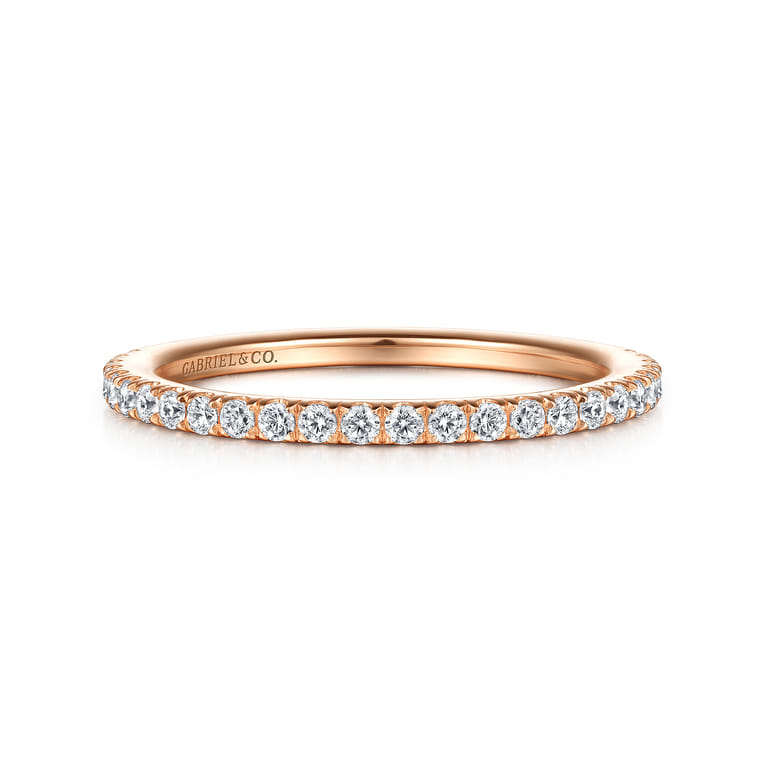 14K Rose Gold Diamond Matching Wedding Band - 0.27 ct - Shot 1