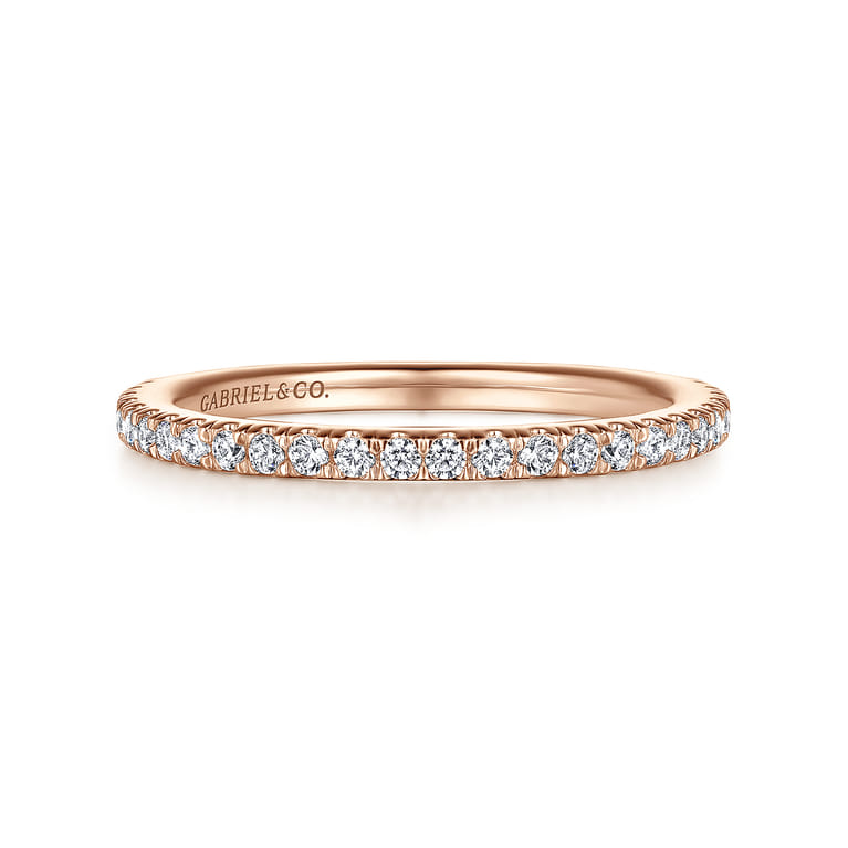 14K Rose Gold Diamond Matching Wedding Band - 0.27 ct - Shot 1
