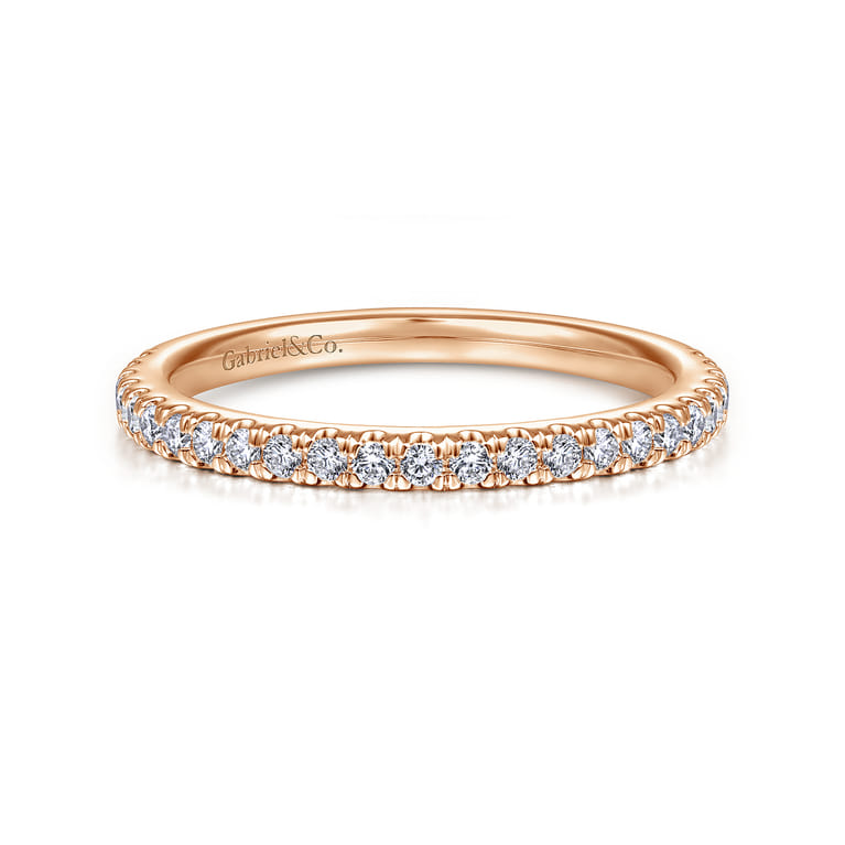 14K Rose Gold Diamond Matching Wedding Band - 0.3 ct - Shot 1