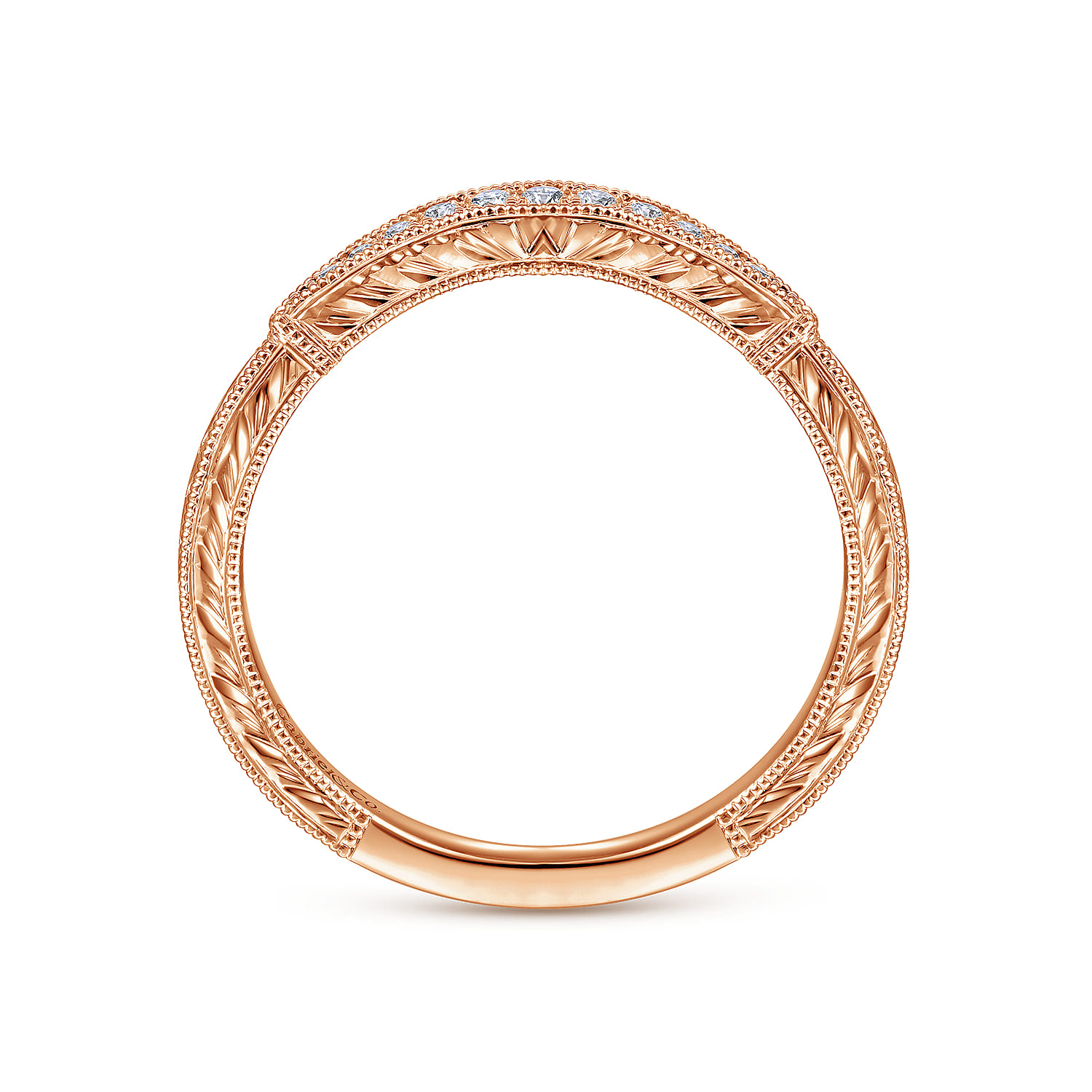14K Rose Gold Diamond Matching Wedding Band - 0.07 ct - Shot 2