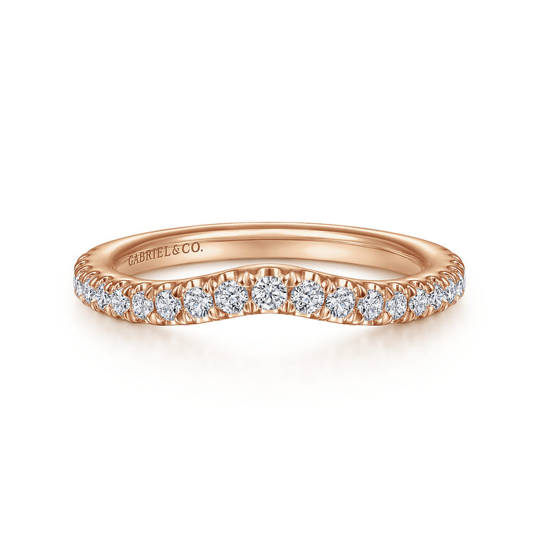 14K Rose Gold Diamond Matching Wedding Band - Shot 1