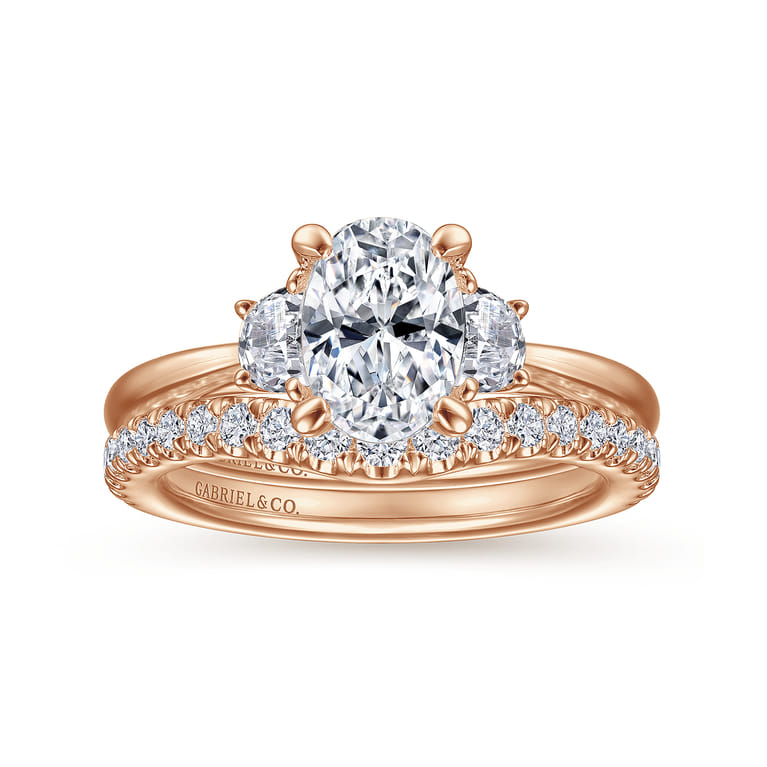 14K Rose Gold Diamond Matching Wedding Band - Shot 4