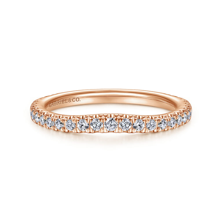 14K Rose Gold Diamond Matching Wedding Band - 0.34 ct - Shot 1