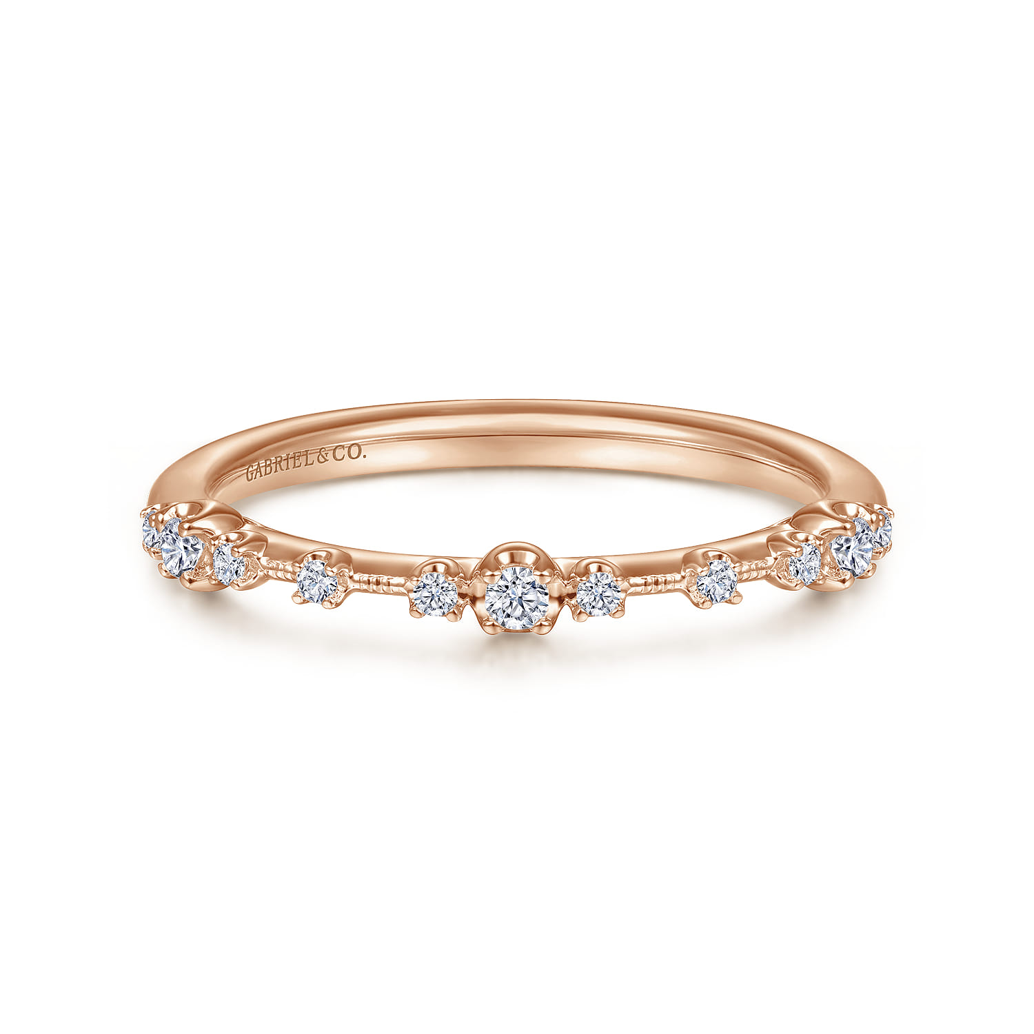 14K Rose Gold Diamond Matching Wedding Band - 0.13 ct - Shot 1