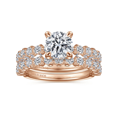 14K Rose Gold Diamond Matching Wedding Band - 0.5 ct - Shot 4