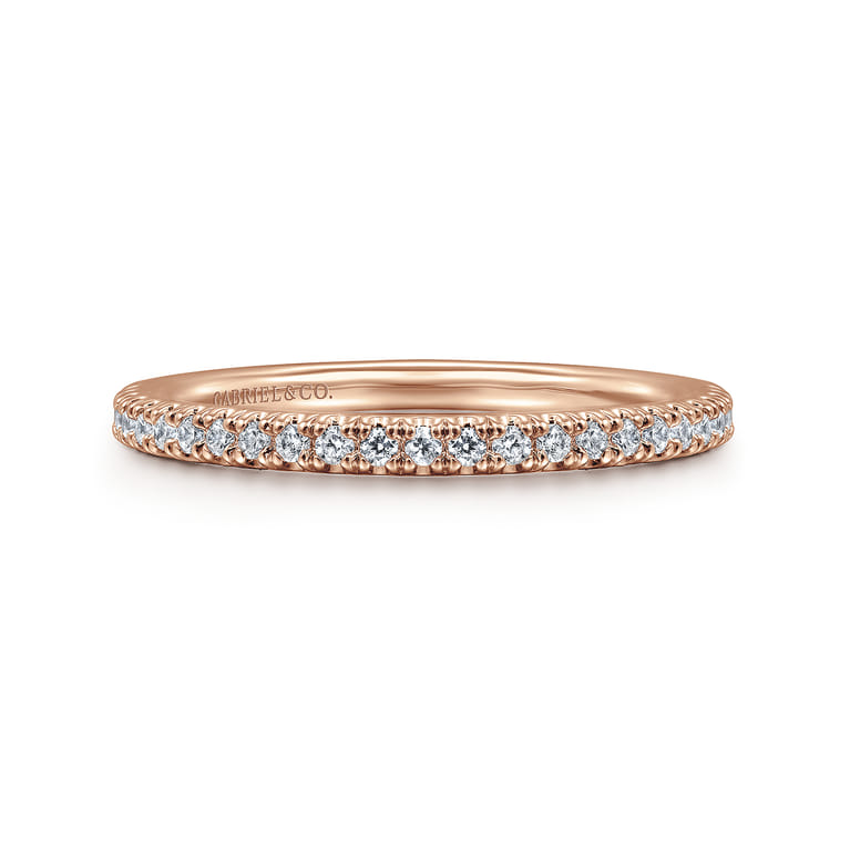 14K Rose Gold Diamond Matching Wedding Band - 0.2 ct - Shot 1