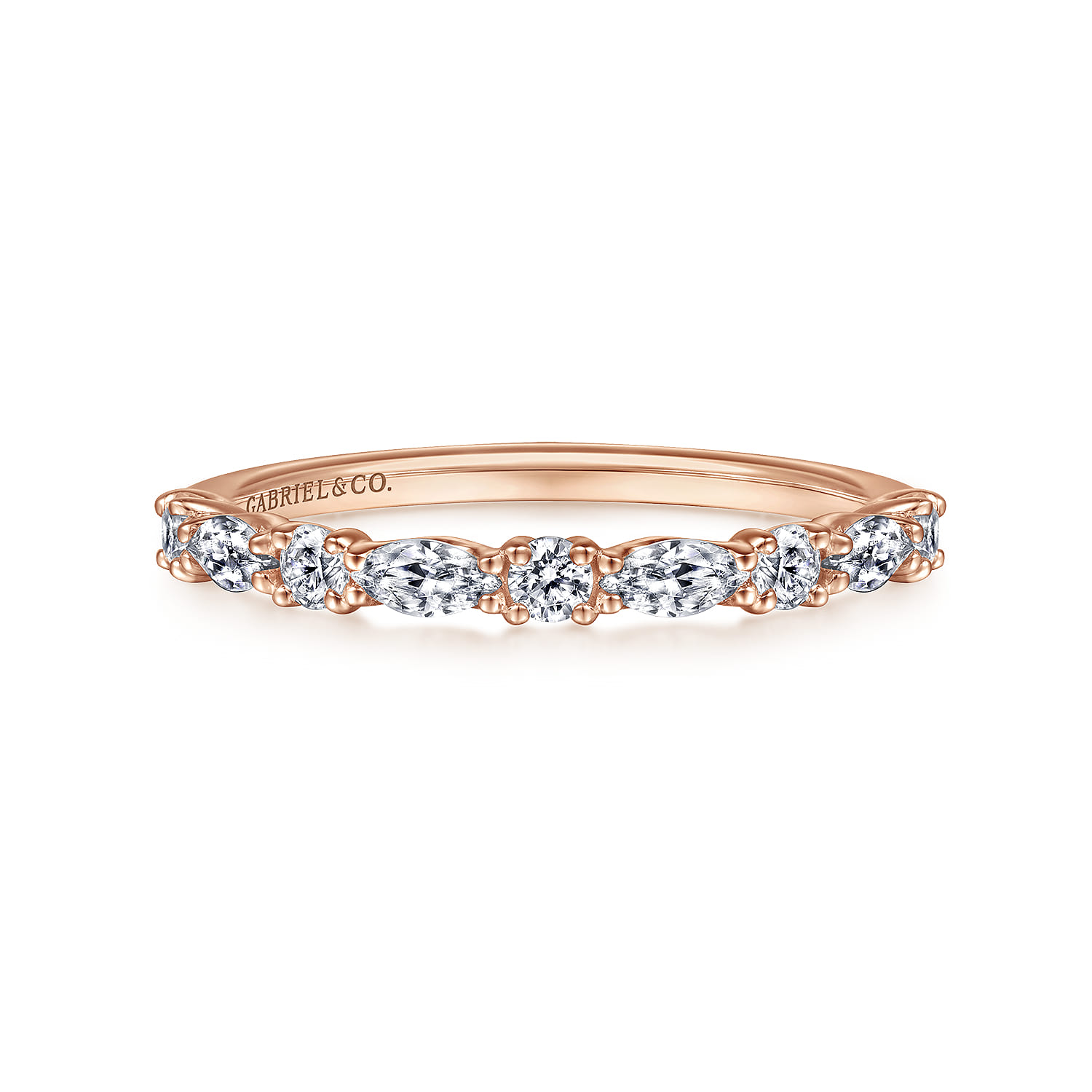 14K Rose Gold Diamond Matching Wedding Band - 0.5 ct - Shot 1
