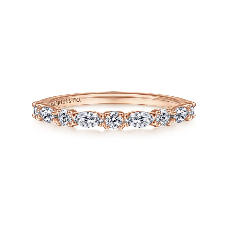 14K Rose Gold Diamond Matching Wedding Band - 0.5 ct - Shot 1