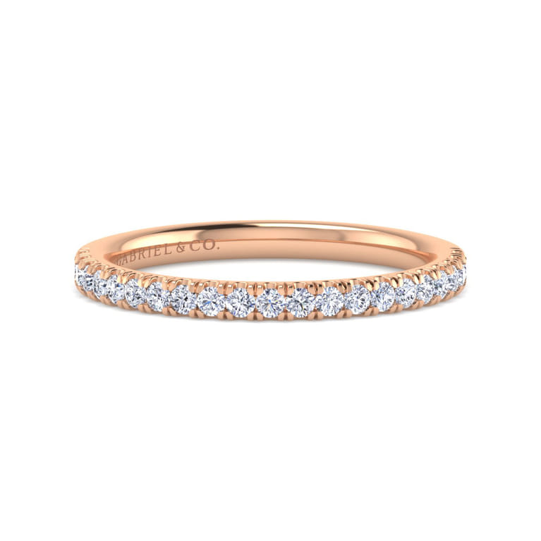 14K Rose Gold Diamond Matching Wedding Band - 0.25 ct - Shot 1