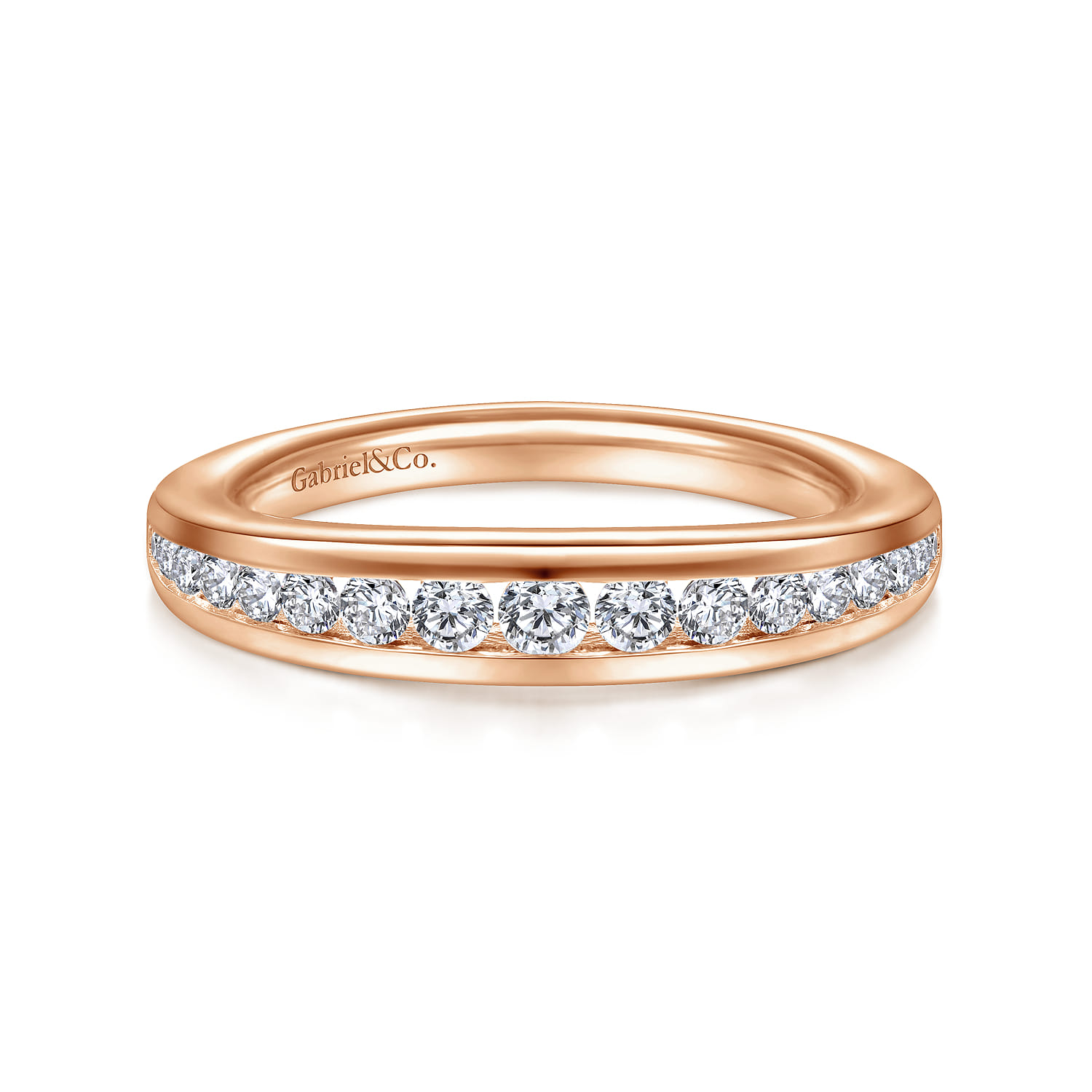 14K Rose Gold Diamond Matching Wedding Band - 0.38 ct - Shot 1