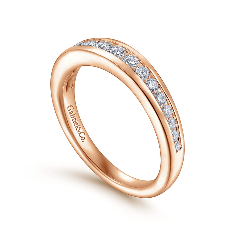 14K Rose Gold Diamond Matching Wedding Band - 0.38 ct - Shot 3