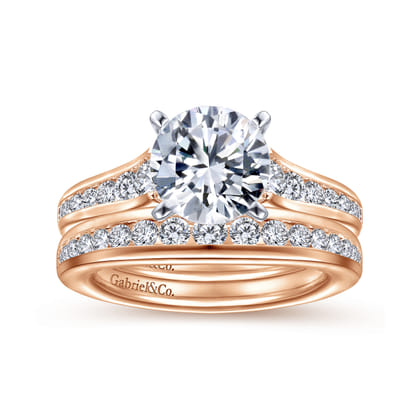 14K Rose Gold Diamond Matching Wedding Band