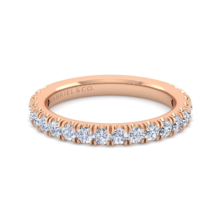 14K Rose Gold Diamond Matching Wedding Band - 0.8 ct - Shot 1
