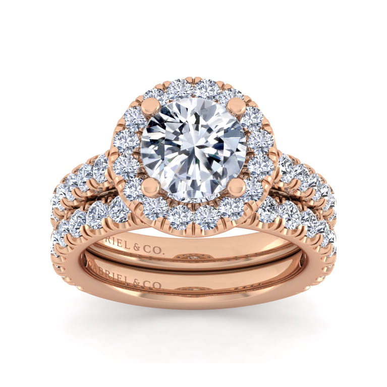 14K Rose Gold Diamond Matching Wedding Band - 0.8 ct - Shot 4