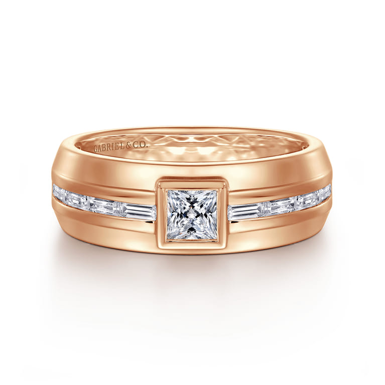 14K Rose Gold Diamond Mens Engagement Ring in High Polished Finish - 1 ct - Shot 1