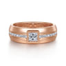 14K Rose Gold Diamond Mens Engagement Ring in High Polished Finish - 0.98 ct
