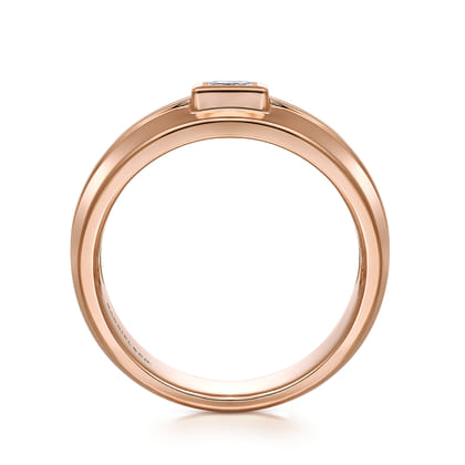 14K Rose Gold Diamond Mens Engagement Ring in High Polished Finish