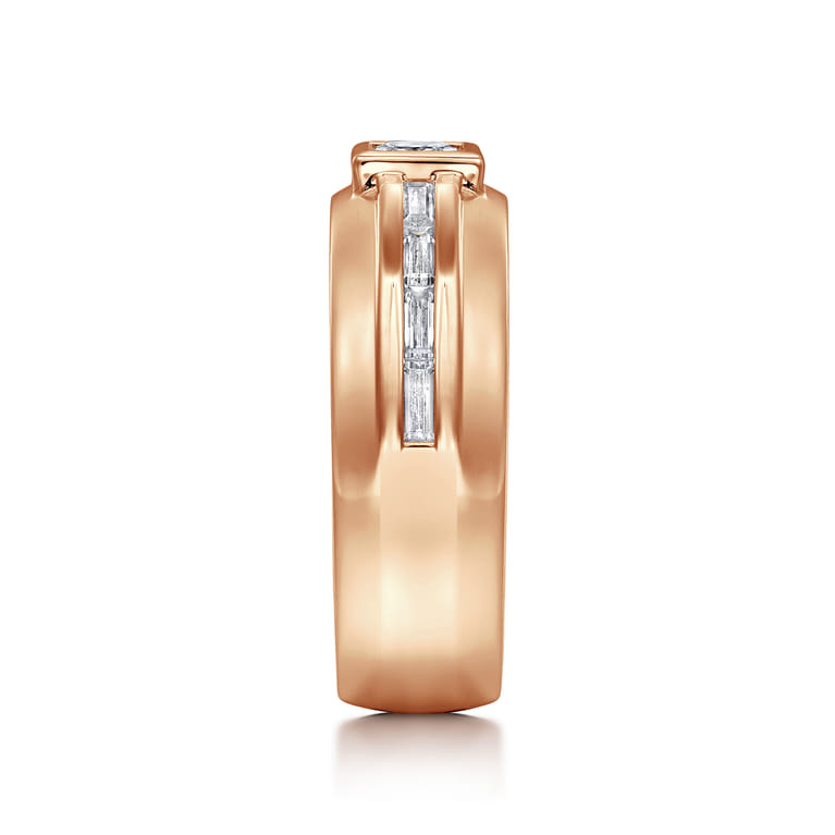 14K Rose Gold Diamond Mens Engagement Ring in High Polished Finish - 1 ct - Shot 4