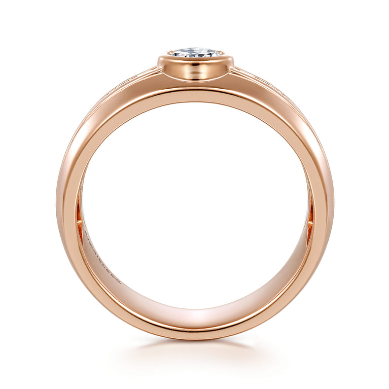 14K Rose Gold Diamond Mens Engagement Ring in High Polished Finish - 1.01 ct - Shot 2