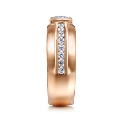 14K Rose Gold Diamond Mens Engagement Ring in High Polished Finish