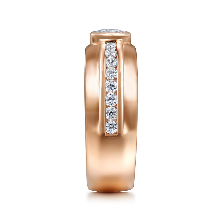 14K Rose Gold Diamond Mens Engagement Ring in High Polished Finish - 1.01 ct - Shot 4