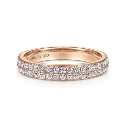 14K Rose Gold Diamond Pave Band Ring