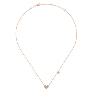14K Rose Gold Diamond Pave Heart Pendant Necklace