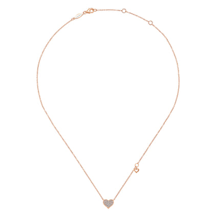 14K Rose Gold Diamond Pave Heart Pendant Necklace