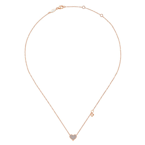 14K Rose Gold Diamond Pave Heart Pendant Necklace - 0.2 ct - Shot 2
