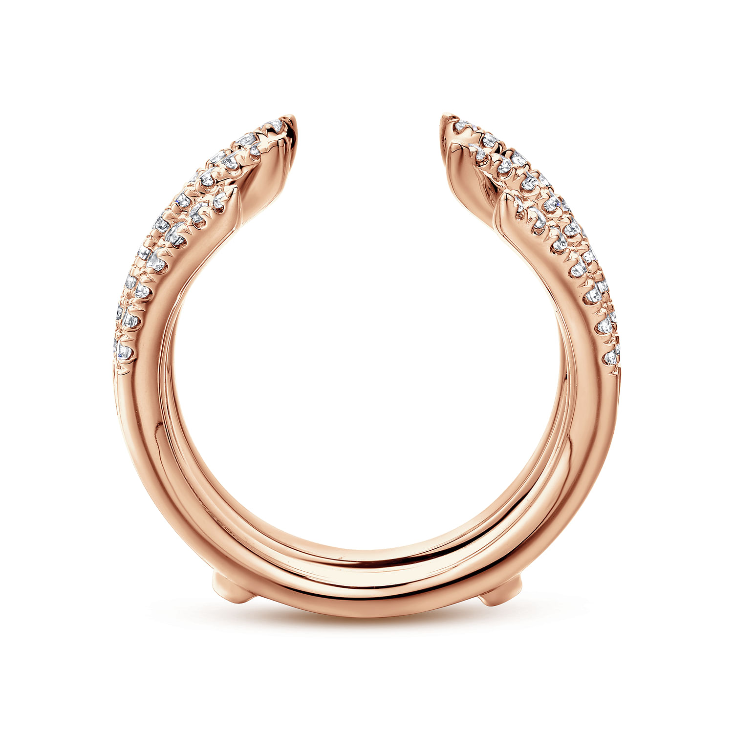 Enhancer Wedding Ring in 14k Rose Gold with Round Natural Diamond at Gabriel & Co. - Shot 2