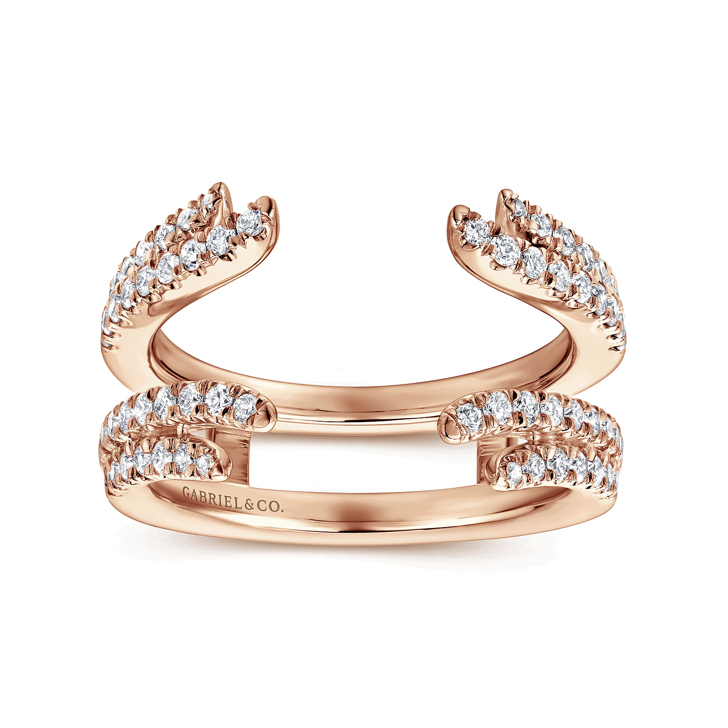 Enhancer Wedding Ring in 14k Rose Gold with Round Natural Diamond at Gabriel & Co. - Shot 4