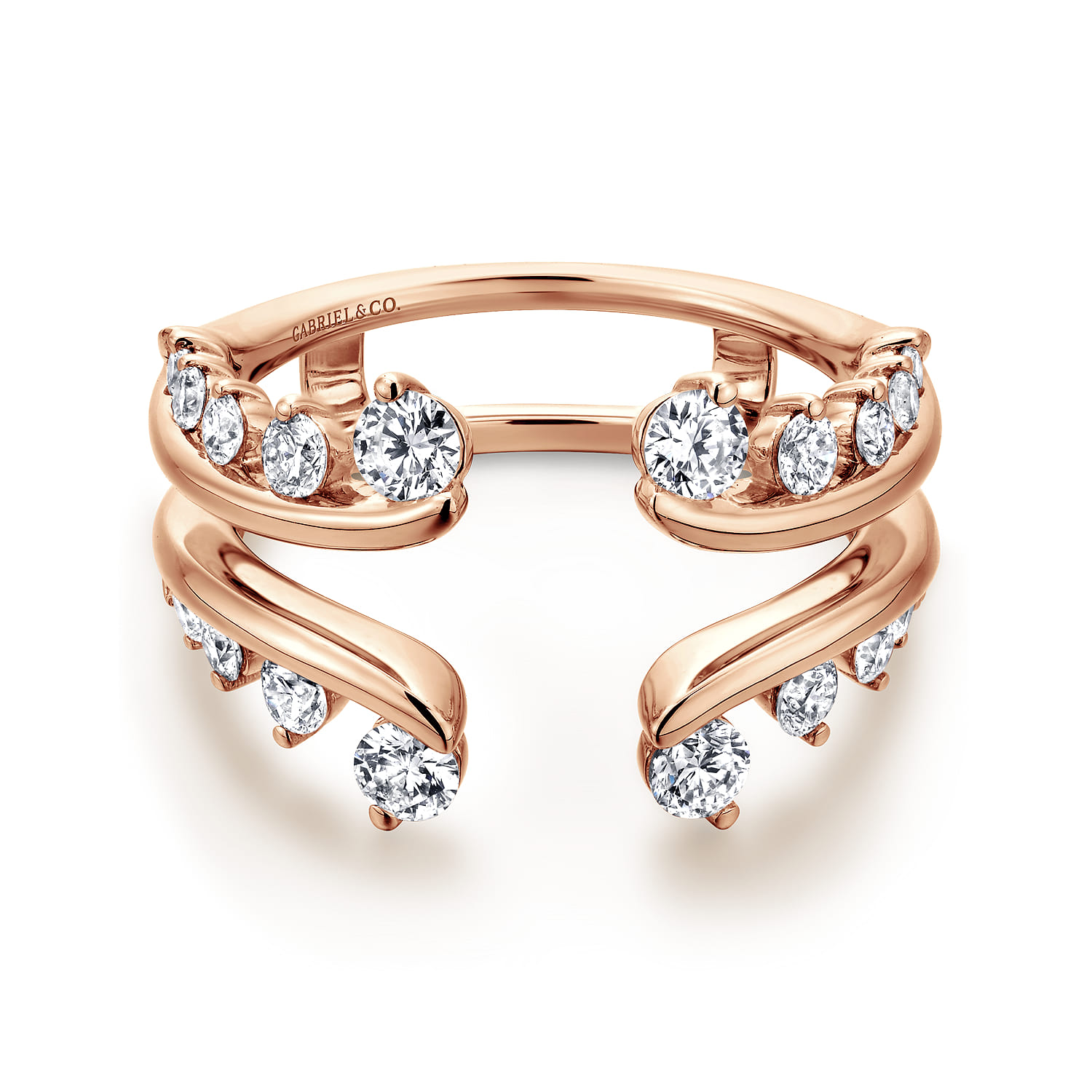 Enhancer Wedding Ring in 14k Rose Gold with Round Natural Diamond at Gabriel & Co. - Shot 1