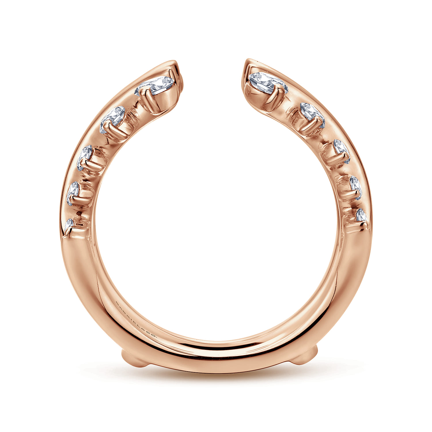 Enhancer Wedding Ring in 14k Rose Gold with Round Natural Diamond at Gabriel & Co. - Shot 2