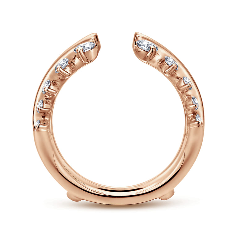 Enhancer Wedding Ring in 14k Rose Gold with Round Natural Diamond at Gabriel & Co. - Shot 2