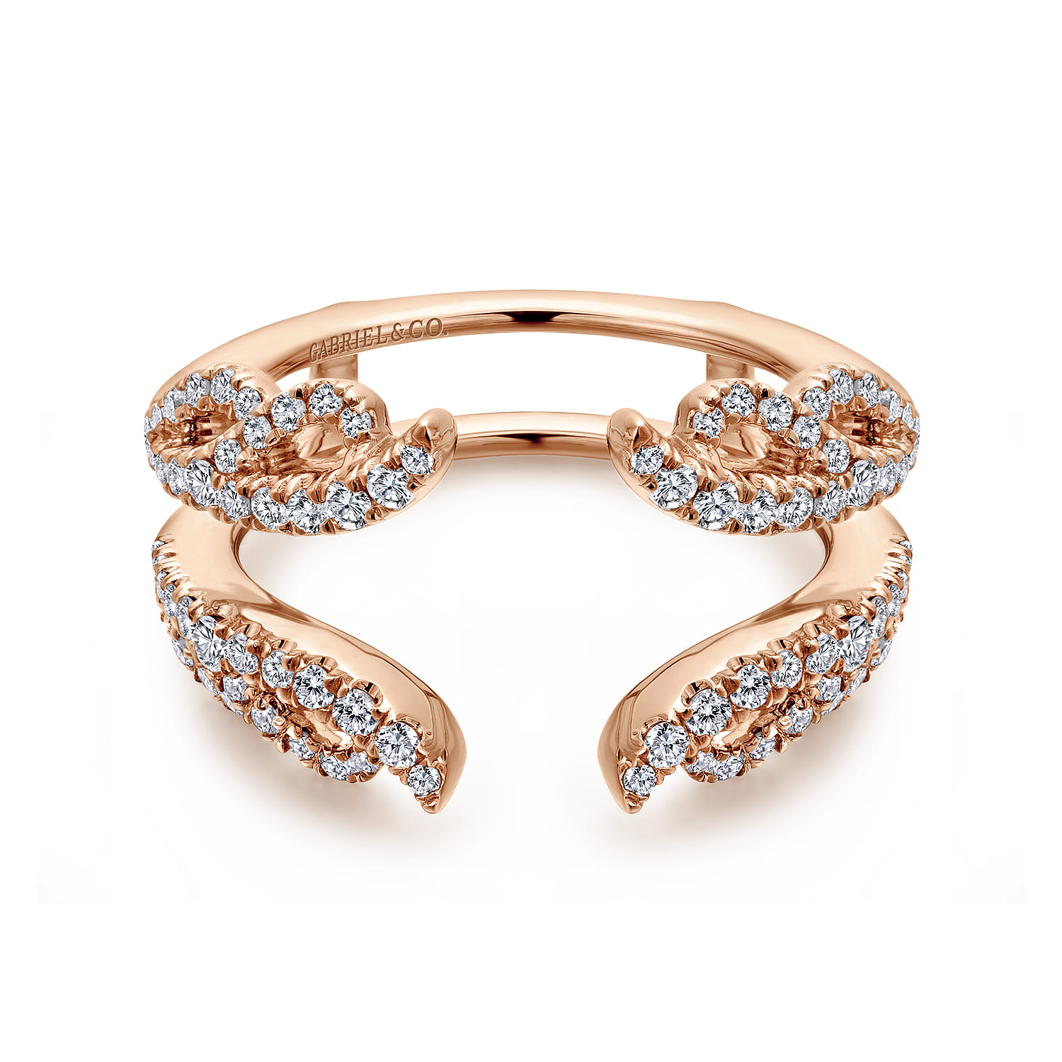 Enhancer Wedding Ring in 14k Rose Gold with Round Natural Diamond at Gabriel & Co. - Shot 1