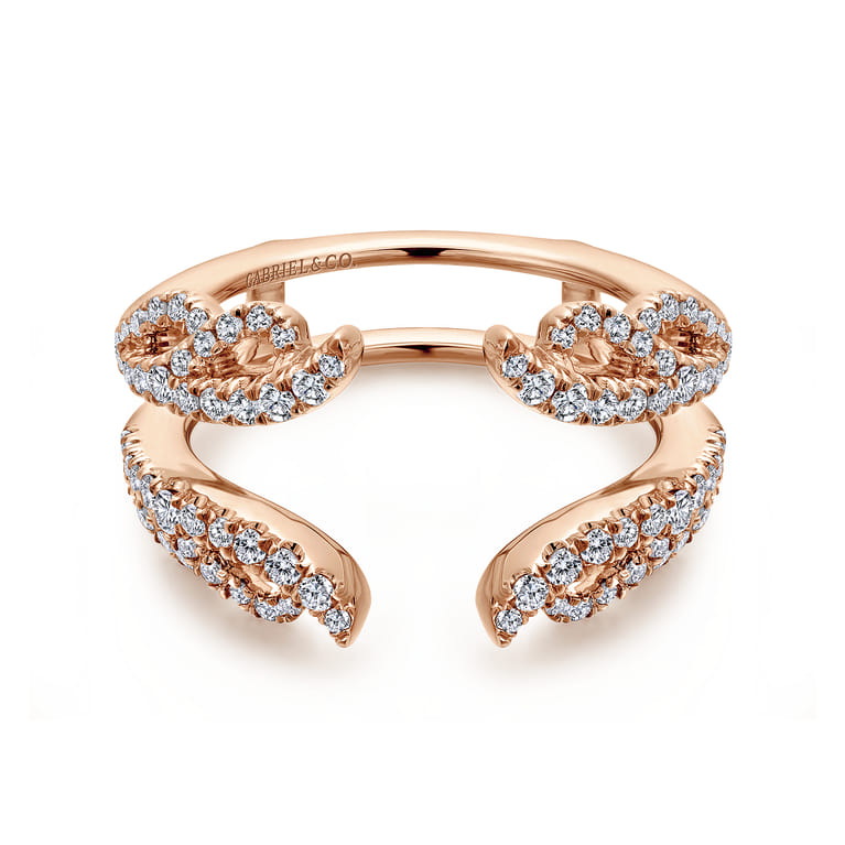 Enhancer Wedding Ring in 14k Rose Gold with Round Natural Diamond at Gabriel & Co. - Shot 1
