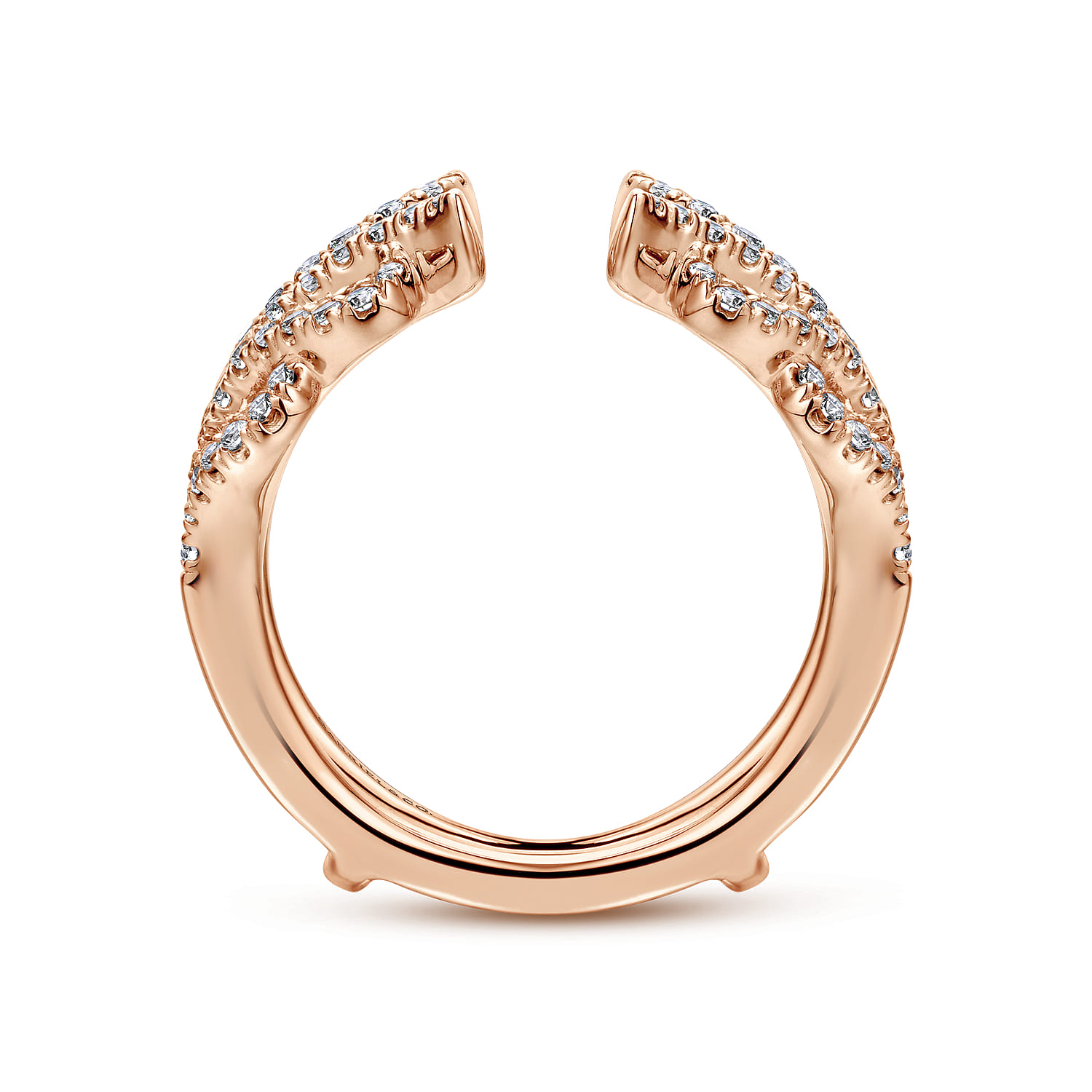 Enhancer Wedding Ring in 14k Rose Gold with Round Natural Diamond at Gabriel & Co. - Shot 2