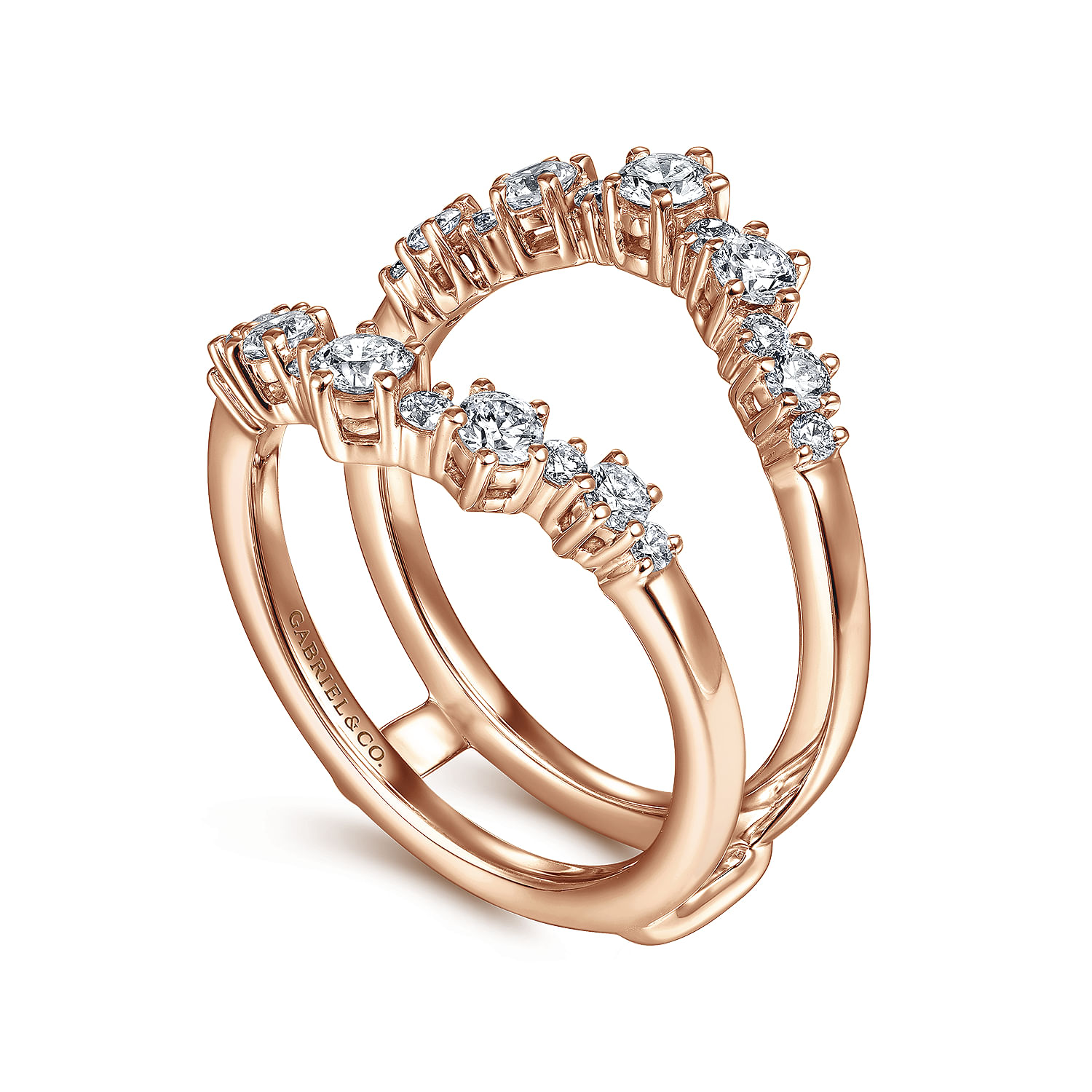 Enhancer Wedding Ring in 14k Rose Gold with Round Natural Diamond at Gabriel & Co. - Shot 3