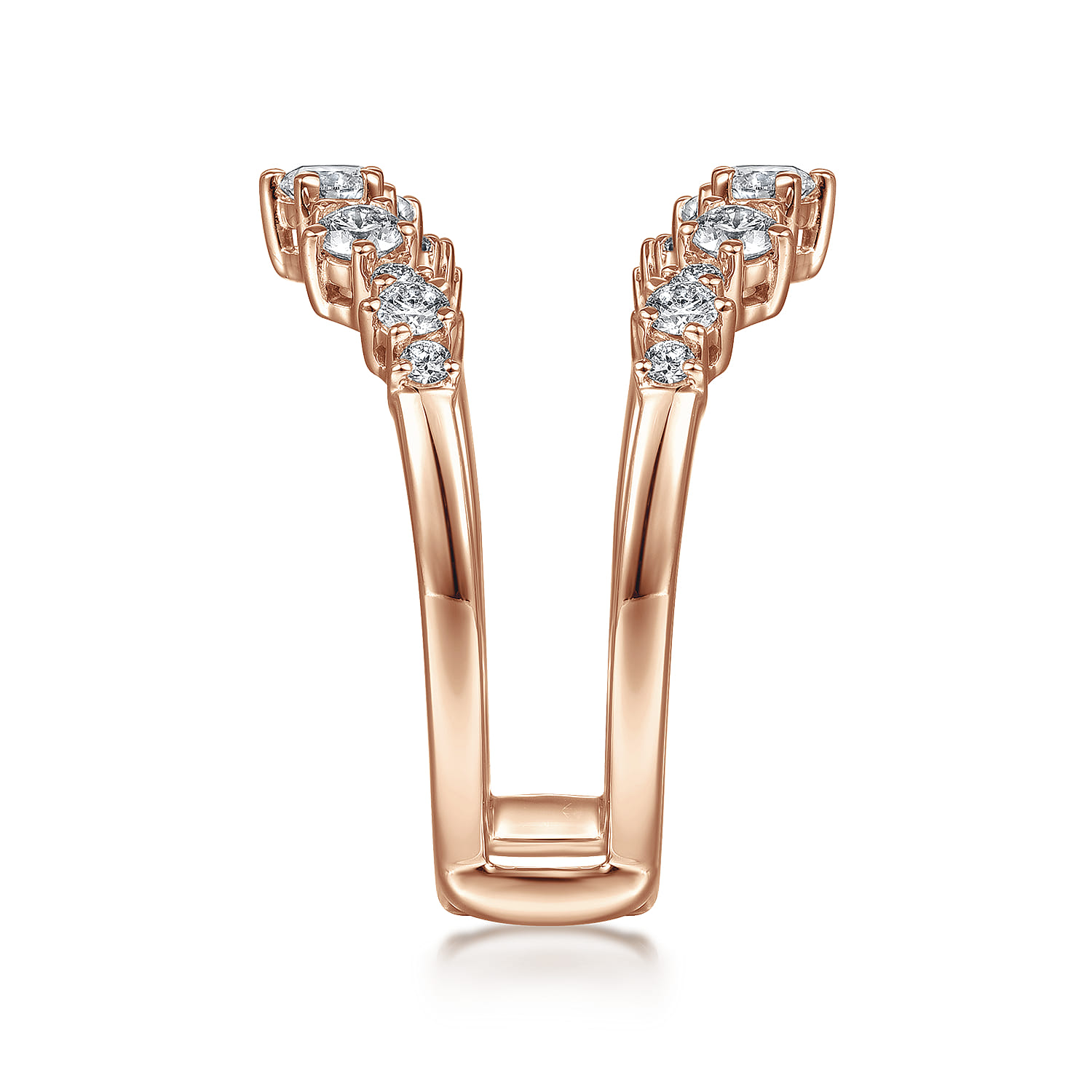 Enhancer Wedding Ring in 14k Rose Gold with Round Natural Diamond at Gabriel & Co. - Shot 4