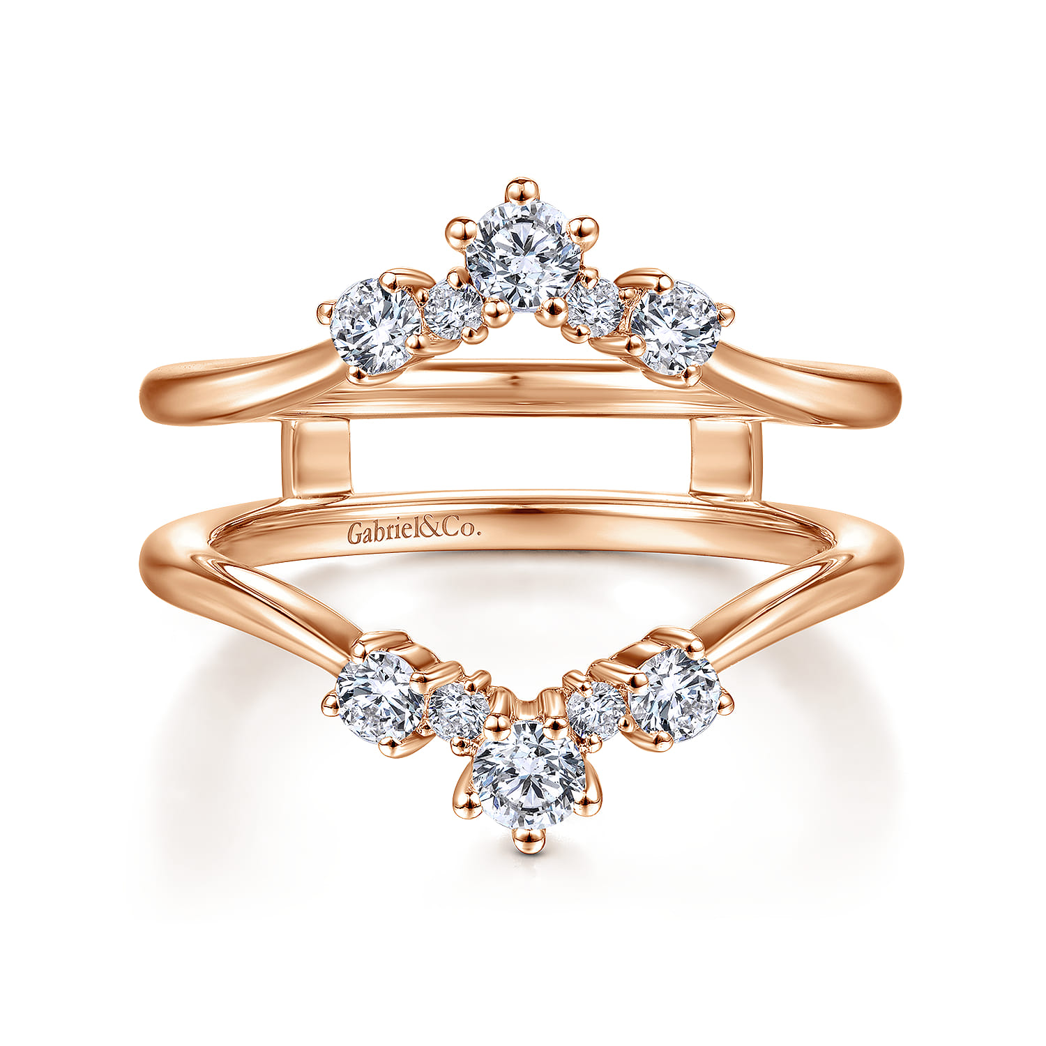 Enhancer Wedding Ring in 14k Rose Gold with Round Natural Diamond at Gabriel & Co. - Shot 1