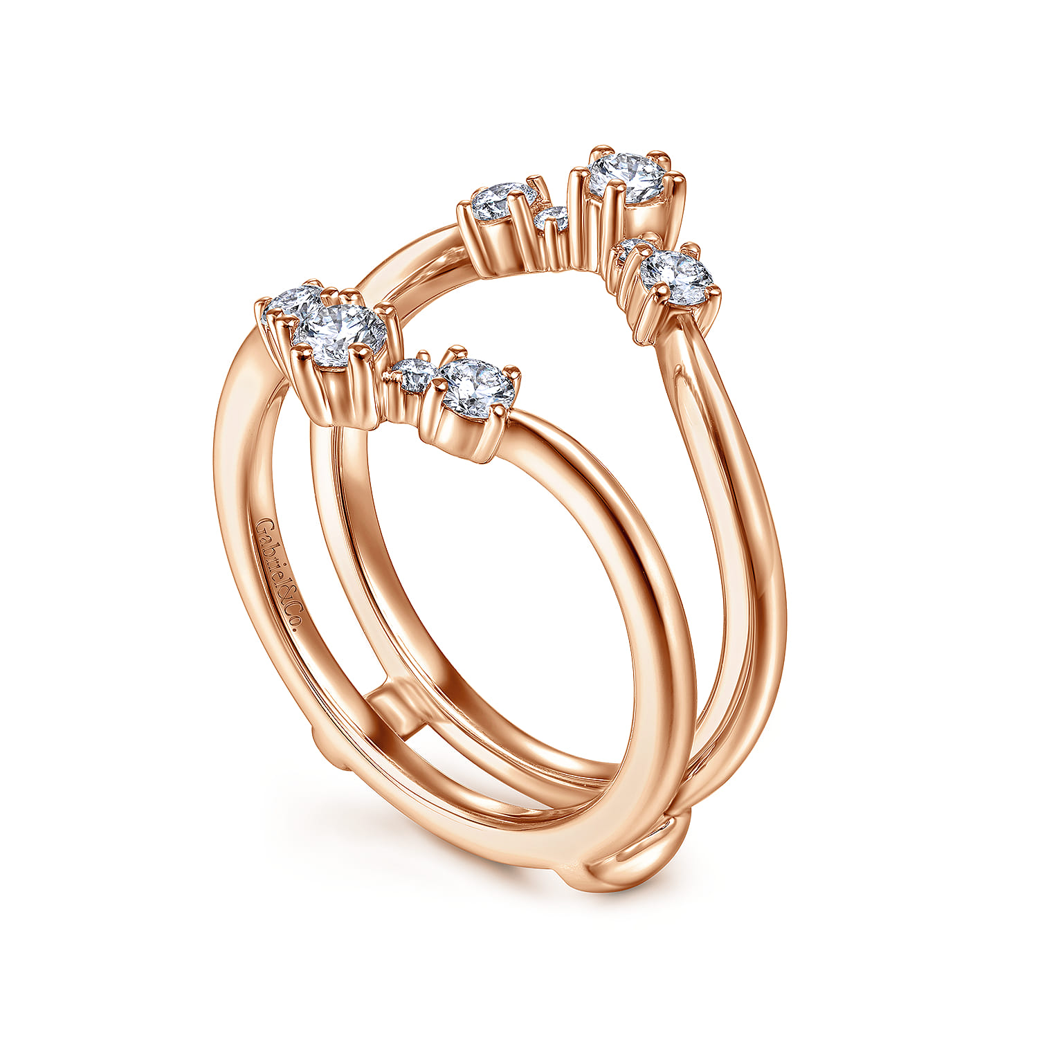 Enhancer Wedding Ring in 14k Rose Gold with Round Natural Diamond at Gabriel & Co. - Shot 3