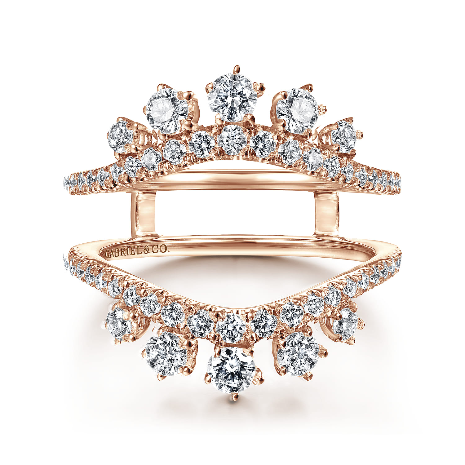 Enhancer Wedding Ring in 14k Rose Gold with Round Natural Diamond at Gabriel & Co. - Shot 1