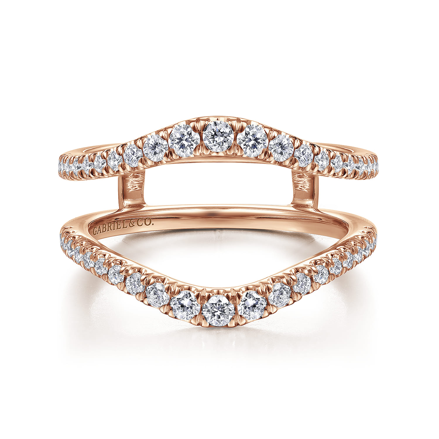 Enhancer Wedding Ring in 14k Rose Gold with Round Natural Diamond at Gabriel & Co. - Shot 1